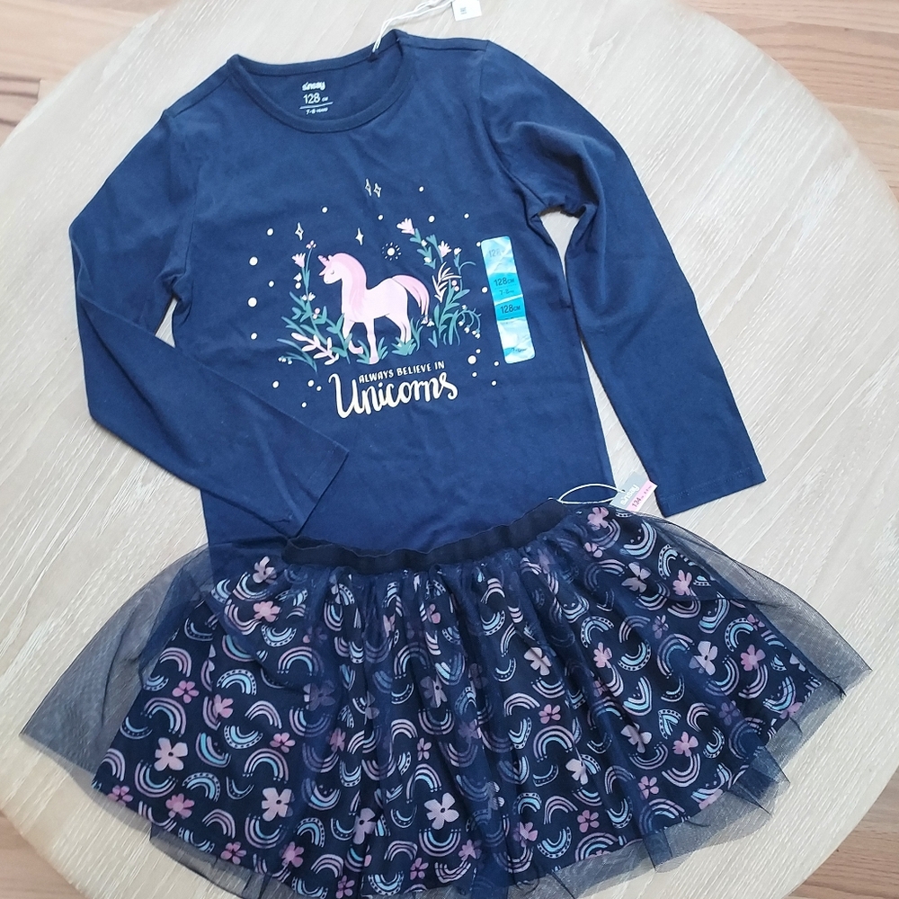 Kids Unicorn Navy Blue Matching Set